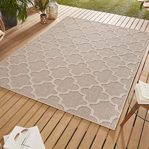 SIMPEX Outdoor Teppich, Skandinavisches Design, Beige, 200 x 290 cm, Für Küche, Balkon, Terrasse, Garten, Picknick