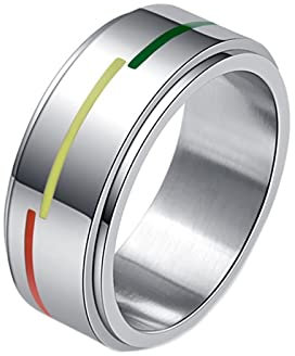 ANAZOZ Antistressring Drehbar, Ringe Mit Gravur Für Frauen Edelstahl größe 60 Drehringe Breit 8mm Daumen