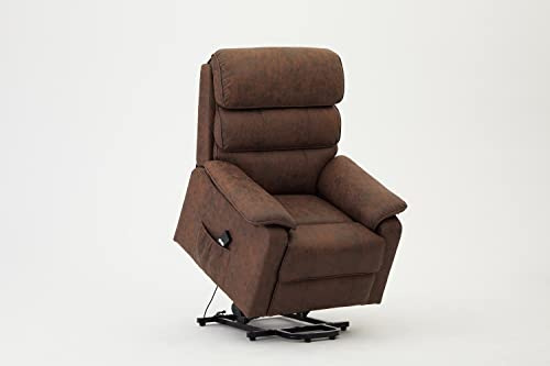 Home Detail Electric Recliner Lift And Tilt Armchair Riser Armchair Faux Leather And Tartan (Brown Air Leather)