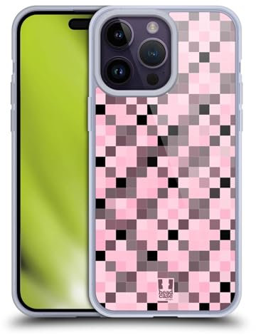 Head Case Designs Nero E Rosa Pixel Patterns Custodia in Gel [Protezione di Grado Militare] Compatibile con Apple iPhone 14 PRO Max E Compatibile con MagSafe