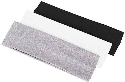 Voarge 3 Stück Sport Stirnbänder, Schweißbänder Haarband, Stirnband Beliebte Frauen Haarschmuck Schwarz, rutschfesten Baumwoll-Stirnbändern (Schwarz, weiß und grau)