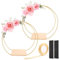 Wobekuy 2 Stück Metall Floral Hoop Mittelstück für Tisch Gold Metall Ringe mit Holzständer, Kranz Metallring für DIY Hochzeit Tischdekoration