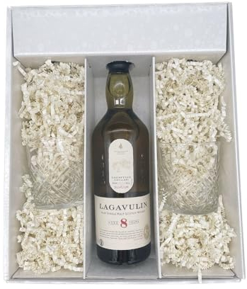 Coffret cadeau Blanc - Whisky - LAGAVULIN 8 ans - 2 Verres à whisky ARCOROC