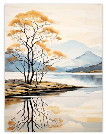 Artery8 Loch Lomond Reflections Scotland Ben Lomond Calm Artwork Painting Large Wall Art Poster Print Thick Paper 18X24 Inch