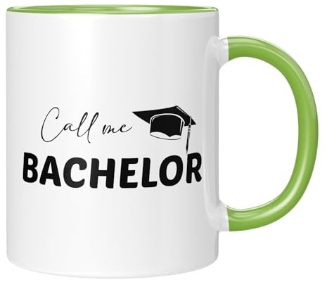 TassenTicker - Call me a Bachelor - Geschenk zum Bachelor - Geschenkidee - Prüfung bestanden - Abschluss - Lustiger Spruch - Kaffeetasse - Grün