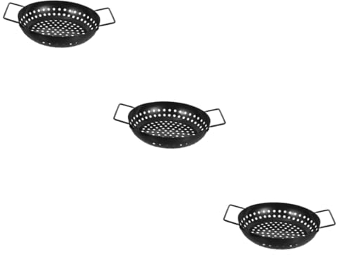 BESPORTBLE 3st BBQ-auffangwanne Korbtablett Pfannen Mit Antihaftbeschichtung Kreistablett Outdoor-backform Camping Pfanne Runde Backform Antihaft-Spray Aus Kohlenstoffstahl Bratpfanne Grill