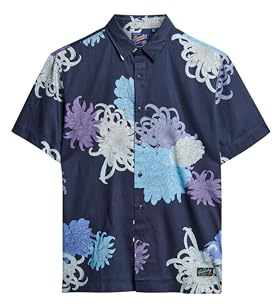 Superdry Herren Hawaii-Hemd Chrysantheme Marineblau L