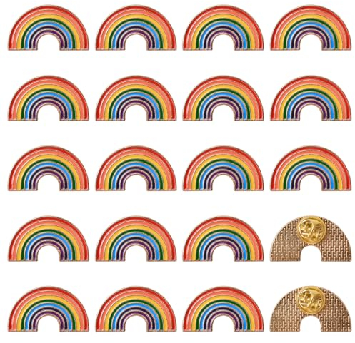 WANDIC 20 Stück Regenbogen-Bandnadeln, Regenbogen-Form, LGBT-Pride-Emaille-Broschen, Regenbogen-Metallabzeichen für Kleidung, Rucksack, Dekoration, Metall