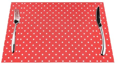 Elegantes gewebtes Tischset mit roten und weißen Punkten, langlebig, waschbar, exquisite Kaffeematte, ideales Zubehör für den Esstisch