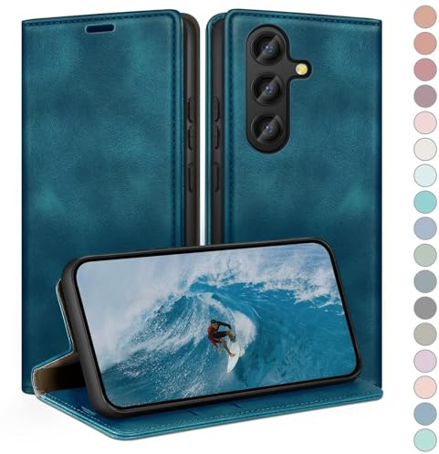 HUOUH for Samsung Galaxy S23 FE 5G Wallet case with RFID Blocking PU Leather,Credit Card Holder,Flip Folio Book Phone cases Shockproof Cover Women Men for Samsung S23 FE Teal