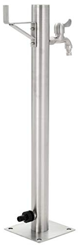 Kavolet Garten-Wassersäule Edelstahl Rund 65 cm Wasserzapfsäule, Wasserzapfstelle garten wasserhahn außenwasserhahn