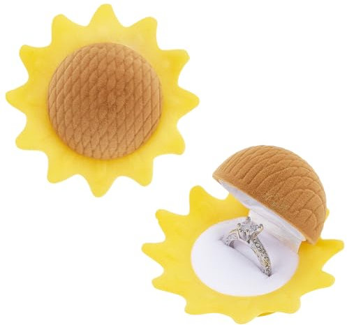 MAYJOYDIY 2 Schmuckkästchen Aus Sonnenblumensamt Romantische Ringschatulle Mit Gelben Blumen Für Verlobungsringe Verlobungsring Zeremonie Hochzeitstag Geschenk Für Frauen Schmuckschatulle