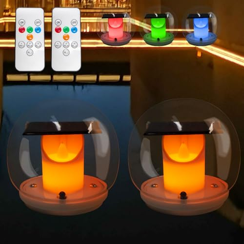 TGKYK Luci per Piscina, 2PCS Lampade Piscina Led con Telecomando, IP67 Multicolore Lampade Solari per Piscina, Lampade Galleggianti per Piscina, Luci per Piscina Galleggianti Solare per Esterno Festa