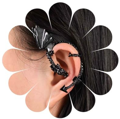 Xduargs Boho Drache Ohrmanschette Vintage Knorpel Ohrringe Schwarzer Drache Wrap Hoop Ohrringe Kein Piercing Clip Schmuck Für Frauen Und Mädchen