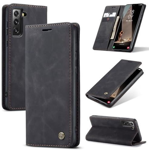 owlhold Cover Samsung Galaxy S21 FE 5G,Cover Samsung Galaxy S21 FE Magnetica Portafoglio Flip[Antiurtoo][Cavalletto][Carta Fessura] Custodia Pelle per Samsung Galaxy S21 FE 5G-Nero