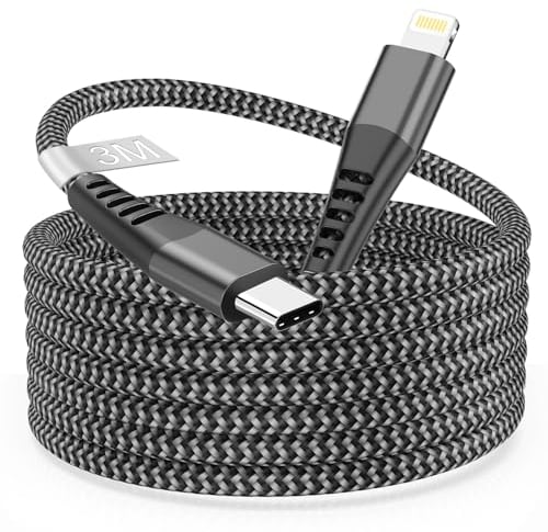 Cable iPhone USB C 3M Certificado Apple MFi, Cable USB C a Lightning Cable iPhone Carga Rápida 3M Largo Cable Lightning Tipo C Cable Cargador iPhone Carga Rapida para iPhone 14 Pro Max/13/12/11/XS/X/8