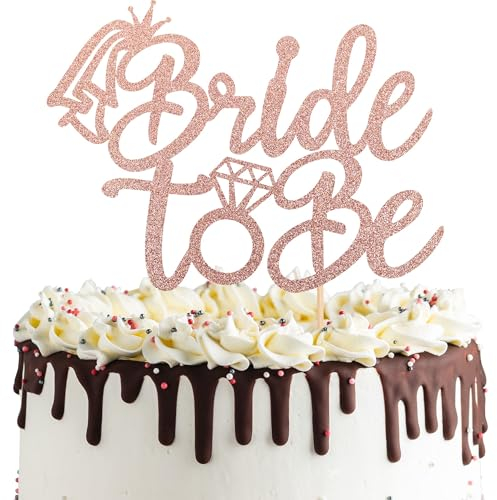 Bride To Be Cake Topper, 1 Stück Wedding Tortendeko, Glitzer Tortendeko, Hochzeit Bride To Be Tortenstecker, Torten Deko, für Brautparty, Verlobungsfeier, Junggesellenabschied (Roségold)