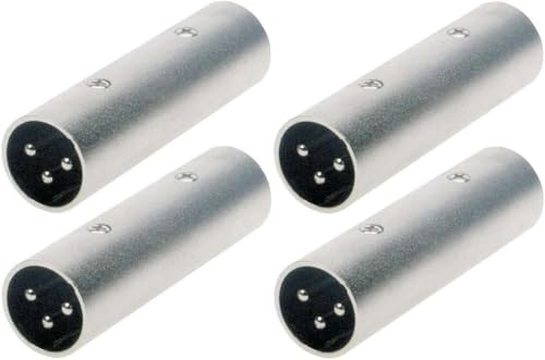 Adam Hall 4 x Connectors K4A XM3 XM3 Ganzmetall Adapter Verbinder Konverter - XLR 3 pol Male Stecker auf XLR 3 pol Male Stecker