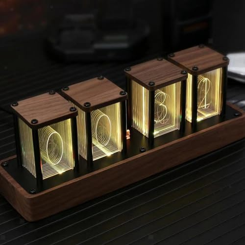 Digitale Nixie Röhrenuhr, 8 Anzeigemodi RGB LED Multicolor, USB Desktop Uhren, Farbwechsel Uhr für Dekoration, kompatibel mit WLAN-Zeiteinstellung