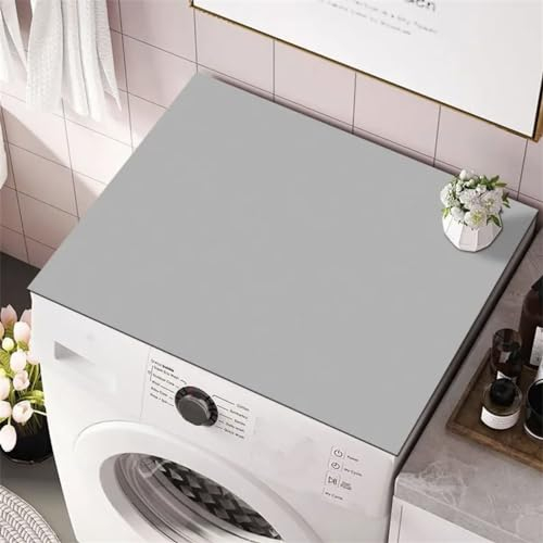 Odot Tapis de Protection pour Dessus de Machine à Laver, Couleur Unie Antidérapant Housse de Machine à Laver pour Machine à Laver ou Sèche-Linge Buanderie Réfrigérateur Cuisine (40x60cm,Gris Clair)