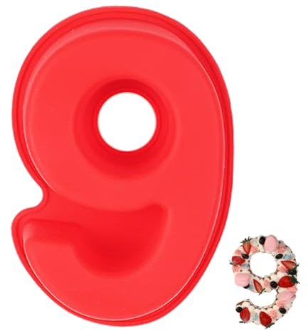 YXHZVON Molde para Tartas con Número 9, Grande Moldes de Pastel de Silicona, Moldes con Formas sin BPA, Horneado de Pasteles para Cumpleaños de Aniversario