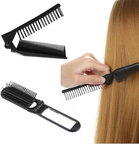 2 Pezzi Piccola Pieghevole Spazzola per Capelli, spazzola per capelli viaggio, Spazzola per Capelli Viaggio, Spazzola per la testa di Massaggio e Pettine a Denti Fini, Pettine Tascabile Per Bambini