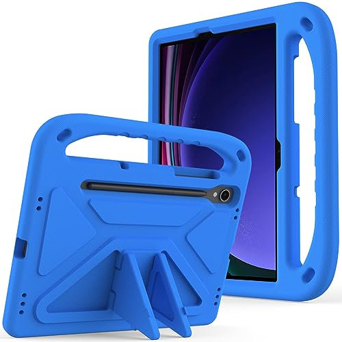 Eabhulie Custodia per Samsung Galaxy Tab S9 Fe 10.9 SM-X510 /SM-X516B Leggera e Antiurto Bambini Cover in Eva con Maniglia e Supporto Blu
