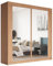 SERENITY SELECTION Modern Wardrobe with FULL Length Mirror - 2 & 3 Sliding Doors wardrobe,Adjustable Shelves,Hanging Rails,and Ample Storage Space-Stylish Bedroom Furniture (Oak, 203cm)