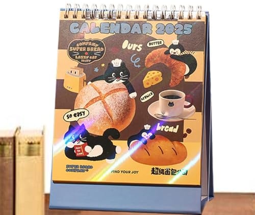 Cartoon-Schreibtischkalender 2025, niedlicher Schreibtischkalender 2024 – 2025, 14 Monate akademischer Planer-Vorlagenentwurf | Stehtischkalender 2024-2025, Bure Kalender