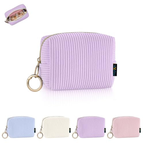 Mini Tasche Kleine Kosmetiktasche Schminktasche Damen Make up Tasche Reise Zubehör Verdickter Cord Kulturtasche mit Reißverschluss Kulturbetuel Organizer Geschenk Beste Freundin 11*5,5*8,5cm(Lila)