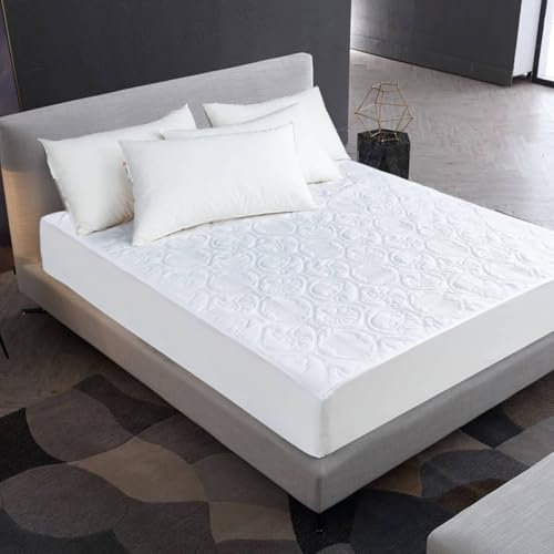 KnSam 90x200cm Betthusse Atmungsaktiv, Spannbettlaken Winter Einfarbig Matratzenschutz, Polyester Spannbettuch Laken Weiß für alle Jahreszeiten