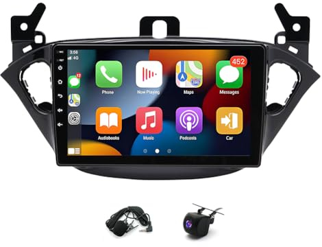 9 inch Android 14 Doubel Din Car Stereo for Vauxhall Corsa E 2015-2019, Vauxhall Adam 2013-2016 with Wireless & Wired Carplay Android Auto Touch Screen Car Radio GPS WiFi HiFi Backup Camera 2+32G