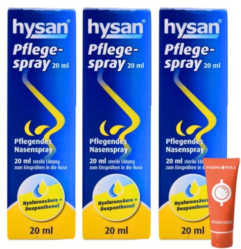 Pflegespray 3x 20 ml I Pflegendes Nasenspray I zur Befeuchtung, Erfrischung und Pflege der Nasenschleimhaut I Schnupfen I Hyaluronsäure und Dexpanthenol I Spar-Set plus Pharma Perle give-away