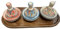 Lot de 3 Mini Tajines avec Plateau – Artisanat Marocain pour Condiments et Sauces (MODELE 08)