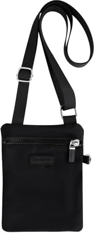 FuninCrea Women's Crossbody Phone Bag Waterproof Nylon Womens Cross Body Bag Lightweight and Slim Ladies Small Crossbody Bag Casual Mobile Phone Bag with Zipper and Adjustable Strap (Black)