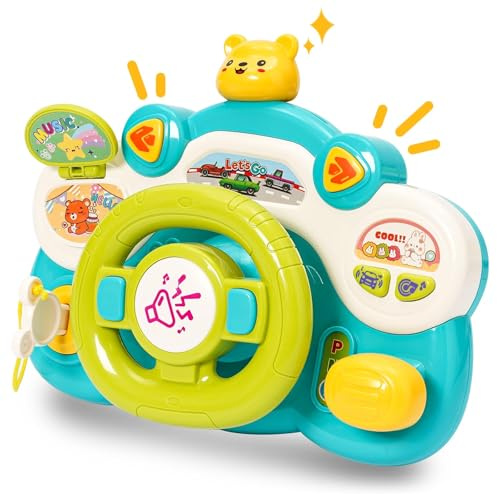 Kinder Lenkrad Spielzeug mit Licht und Musik, Kinderlenkrad zum Spielen im Auto, Fahrsimulator Auto Simulation Spielzeug, Musikspielzeug Pädagogisches Geschenk für Jungen und Mädchen ab 3 Jahre