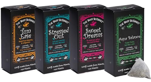 Busy Botanist Herbal Tea - Variety Pack - Caffeine Free, Decaffeinated - No Tannin - 4 x 15 individual tea bags by The Busy Botanist