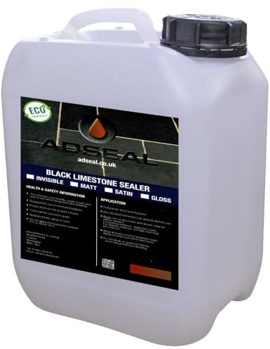 AdSeal Black Limestone Sealer Satin finish, Colour Enhancing, Suitable For Most Paving including Sandstone, Limestone, Yorkstone, Porcelain, Etc. (Clear, Standard)