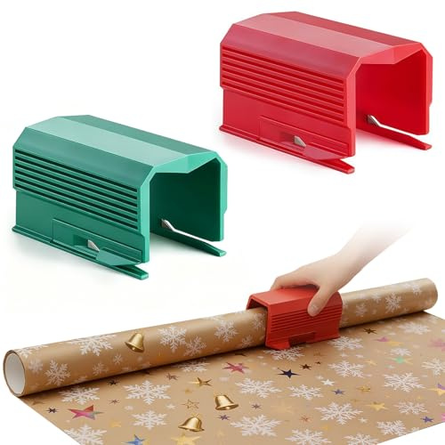EHIOG 2 Stück Geschenkpapierschneider, Tragbarer Papierschneider, Wrap Slice für Rollen, Geschenkpapier Cutter für Weihnachtlicher, für Ostern, Geburtstage, Valentinstag, Abschlusszeit