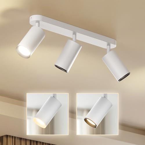Scandinavian home Deckenstrahler 3-flammig - GU10 Deckenlampe Küche 360° Schwenkbar, Blendfrei, Flach - Flurlampe Decke, Küchenlampe, Spots Deckenleuchte Küche Lampen - Matt Weiß, Ohne Leuchtmittel
