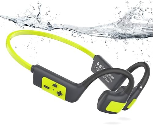 Unterwasser Knochenschall Kopfhörer zum Schwimmen Laufen mit 8GB MP3-Player | IP68 Wasserdicht, Bluetooth 5.4 und MP3 Modi, Offen-Ohr-Komfort, Weiches Silikonmaterial, zum Sport Laufen Radfahren Fitness