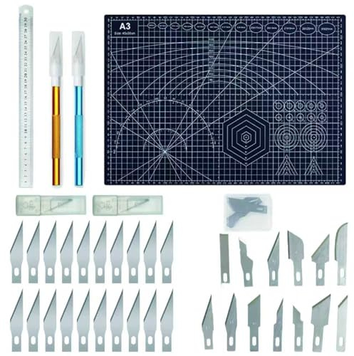 A3 Self‑Healing Cutting Mat with Steel Ruler for Sewing，Carving Quilting | Double‑Sided Design, Durable Self‑Healing Craft Cutting Mat, Ideal for Fabric Sewing, Carving, Quilting & Handmade Projects