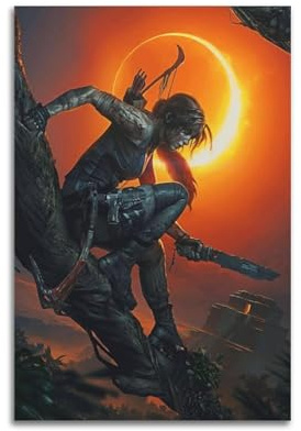 ZPAOWUFB Poster mit Tomb Raider-Spiel, Lara Croft, dekoratives Gemälde, Leinwand, Wandposter und Kunstdruck, moderne Familienschlafzimmer-Dekoration, Poster, 40 x 60 cm