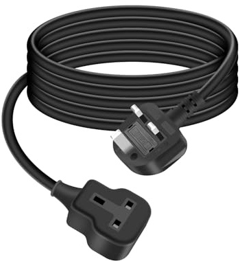 RIIEYOCA 1 Way UK 3 Pin Extension Lead 1M, 250V 13A Fused Waterproof Socket Heavy Duty Power Cable for Outdoor, Camping, Garden, Home, Office - Black
