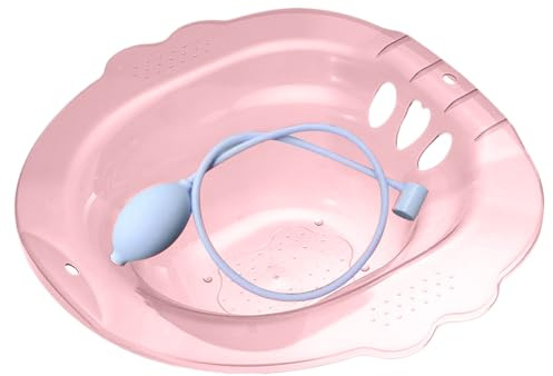 Sitzbad für Hämorrhoiden, tragbare Sitzbadewanne über der Toilette, tragbar nach der Geburt mit Abflusslöchern und Spül-Bidet-Aufsatz, breiter Sitzbereich, Stil 4 Wanne