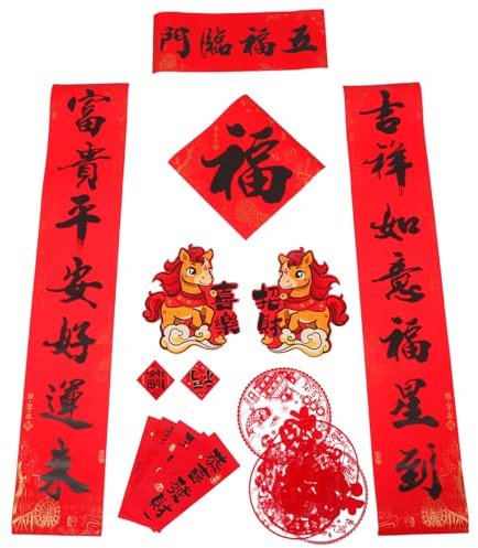 VICASKY 32 Stück Chinesisches Neujahrs Dekor Frühlingsfest Türpaare mit Schriftzeichen Fu Langlebige Aufkleber zum Jahr des Pferdes Festliche Fenster und Verandadekoration für Mondneujahr