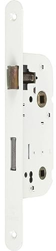 Bricard - Serrure à larder à bouton axe 40mm blanc A encastrer réversible bouts ronds