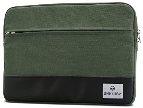 Johnny Urban Laptophülle MacBook Pro 14 M1 Zoll Grün Canvas Laptop Sleeve Schutzhülle für 14 Zoll Laptops, das Dell XPS 15 & das MacBook Pro 16 - Hülle Laptoptasche - Baumwolle