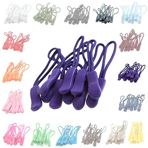 10 Zipper-Schlaufen 70 Farben Reißverschluss-Anhänger Reißverschluss-Verlängerung Pull Anhänger, Farbe:dunkellila