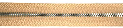 Endlosreißverschluss Metall, Aluminiumschiene, 5 Meter, inkl. 10 Autolock Zipper/Farbe: 03 - Taupe